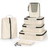 image:imageBAGSMART Compression Packing Cubes for Travel 654set Lightweight Packing Organizers Summer Travel Essentials Suitcase Organizer Bags Set01Beige