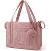image:imageBAGSMART Diaper Bag Tote Puffer Hospital Bag for Labor Delivery with Pacifier Case Lightweight Baby Bag for Travel Work  Multifunctional Insulated Pockets Water ResistanceDark Pink