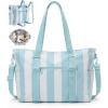 image:imageBAGSMART Large Beach Bag for Women Oversize Tote Bag for TravelSwim PoolSummer  3Ways to Carry Cruise Essentials Family Picnic Extralarge mom bag Sandproof zip open Mothers day giftsSky Blue Stripe