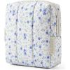 image:imageBAGSMART Makeup Bag Duo Set Puffy Padded Travel Cosmetic Organizer with Slipin Pockets Large Toiletry Bag amp Small Purse Pouch Travel Essentials for Women Black11Blue Ditsy Floral