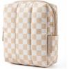 image:imageBAGSMART Makeup Bag Duo Set Puffy Padded Travel Cosmetic Organizer with Slipin Pockets Large Toiletry Bag amp Small Purse Pouch Travel Essentials for Women Black09Checkered Khaki