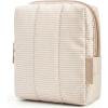 image:imageBAGSMART Makeup Bag Duo Set Puffy Padded Travel Cosmetic Organizer with Slipin Pockets Large Toiletry Bag amp Small Purse Pouch Travel Essentials for Women Black10Khaki Strip