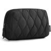 image:imageBAGSMART Makeup Bag Travel Cosmetic Bag Puffy Padded Make Up Bag for Women Makeup Organizer Case Wideopen Pouch Purse Travel Essentials Toiletries Accessories Brushes PinkBBlack