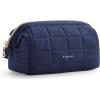 image:imageBAGSMART Makeup Bag Travel Toiletry Bag Puffy Padded Make Up Bags for Women Makeup Organizer Case Wideopen Pouch Purse Travel Essentials Toiletries Accessories Brushes Pink07Navy Blue