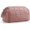image:imageBAGSMART Makeup Bag Travel Toiletry Bag Puffy Padded Make Up Bags for Women Makeup Organizer Case Wideopen Pouch Purse Travel Essentials Toiletries Accessories Brushes Pink06Dark Pink