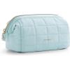image:imageBAGSMART Makeup Bag Travel Toiletry Bag Puffy Padded Make Up Bags for Women Makeup Organizer Case Wideopen Pouch Purse Travel Essentials Toiletries Accessories Brushes Pink05Blue