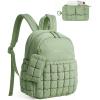 image:imageBAGSMART Mini Backpacks for Women Puffy Checkered Quilted Small Backpack with Pouch Lightweight Daypack Purse WaterResistant Bookbag for Daily Travel College 2in1 Set BlackSage Green