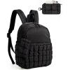 image:imageBAGSMART Mini Backpacks for Women Puffy Checkered Quilted Small Backpack with Pouch Lightweight Daypack Purse WaterResistant Bookbag for Daily Travel College 2in1 Set BlackJet Black