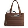 image:imageBAGSMART Mini Tote Bag for Women Puffer Quilted Crossbody Purses Zipper Closure for Work Travel College Coffee  6L Mini tote Ipad mini NA tumbler Small Crossbody Purse for women Teacher bag14lchocolate
