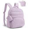 image:imageBAGSMART Small Backpacks for Women Lightweight Puffer Mini Backpack Purse with Pouch Quilted Casual Daypack WaterResistant Bookbag for Daily Travel College 2in1 Set Latte BrownLavender Purple