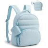 image:imageBAGSMART Small Backpacks for Women Lightweight Puffer Mini Backpack Purse with Pouch Quilted Casual Daypack WaterResistant Bookbag for Daily Travel College 2in1 Set Latte BrownBaby Blue