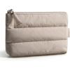 image:imageBAGSMART Small Makeup Bag Puffy Portable Cosmetic Pouch with Charm Zipper WaterResistant Travel Organizer for Women Baby Pink Small02Camel