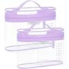 image:imageBAGSMART TSA Approved Toiletry Bag 2 Pack Clear Makeup Cosmetic Bag Organizer Quart Size Travel Bag for Toiletries Carryon Travel Accessories Essentials Pink2pcsPurple