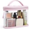 image:imageBAGSMART TSA Approved Toiletry Bag 2 Pack Clear Makeup Cosmetic Bag Organizer Quart Size Travel Bag for Toiletries Carryon Travel Accessories Essentials Pink2pcsPinkPuffy Top