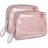 image:imageBAGSMART TSA Approved Toiletry Bag 2 Pack Clear Makeup Cosmetic Bag Organizer Quart Size Travel Bag for Toiletries Carryon Travel Accessories Essentials  PinkPink2pcs