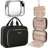 image:imageBAGSMART Toiletry Bag Hanging Travel Makeup Organizer with TSA Approved Transparent Cosmetic Bag Makeup Bag for Full Sized Toiletries LargePinkBlack
