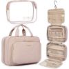 image:imageBAGSMART Toiletry Bag Hanging Travel Makeup Organizer with TSA Approved Transparent Cosmetic Bag Makeup Bag for Full Sized Toiletries LargePinkPink