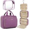 image:imageBAGSMART Toiletry Bag Hanging Travel Makeup Organizer with TSA Approved Transparent Cosmetic Bag Makeup Bag for Full Sized Toiletries LargePinkPurple