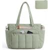 image:imageBAGSMART Tote Bag for Women 2 Set Tote Bag with Zipper Quilted Nurse Handbags for Work Travel College  20L Capacity 156 Laptop Bag with Cosmetic Bag Carry on Bag Nurse Gym BagGreen