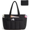 image:imageBAGSMART Tote Bag for Women 2 Set Tote Bag with Zipper Quilted Nurse Handbags for Work Travel College  20L Capacity 156 Laptop Bag with Cosmetic Bag Carry on Bag Nurse Gym BagBlack