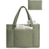 image:imageBAGSMART Tote Bag for Women 2Pc Puffer Tote Bag with Zipper Quilted Work Tote Teacher Bag Shoulder Handbag  Beach Tote Diaper Bag Tote for Travel Gym Lightweight Fit 156 Laptop 21L Medium ToteOlive Green