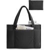 image:imageBAGSMART Tote Bag for Women 2Pc Puffer Tote Bag with Zipper Quilted Work Tote Teacher Bag Shoulder Handbag  Beach Tote Diaper Bag Tote for Travel Gym Lightweight Fit 156 Laptop 21L Medium ToteBlack