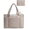 image:imageBAGSMART Tote Bag for Women 2Pc Puffer Tote Bag with Zipper Quilted Work Tote Teacher Bag Shoulder Handbag  Beach Tote Diaper Bag Tote for Travel Gym Lightweight Fit 156 Laptop 21L Medium ToteBrown