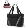 image:imageBAGSMART Tote Bag for Women with Zipper and Yoga Mat Straps Quilted Gym Tote for Travel Work SportBlack