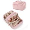 image:imageBAGSMART Travel Makeup Bag Make Up Bag with Multiple Compartments for Organizer Durable amp Compact Cosmetic Organizer for Women for Travel Accessories BeigePink