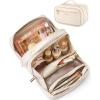 image:imageBAGSMART Travel Makeup Bag Make Up Bag with Multiple Compartments for Organizer Durable amp Compact Cosmetic Organizer for Women for Travel Accessories BeigeBeige