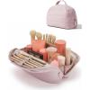 image:imageBAGSMART Travel Makeup Bag for Women Portable Folddown Cosmetic Case Puffy Padded Make Up Organizer Pouch Waterresistant Toiletry Bag for Toiletries Brushes Baby PinkBaby Pink
