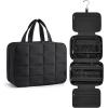 image:imageBAGSMART Travel Toiletry Bag with Jewelry Organizer Hanging Travel Bag for Toiletries Puffy Makeup Cosmetic Bag Organizer Carryon Travel Accessories Essentials BeigeMBlack2