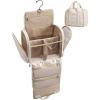 image:imageBAGSMART Travel Toiletry Bag with Removable Partition Puffy Waterresistant Fabric Hanging Organizer for FullSize Toiletries Accessories BlackBeige