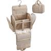image:imageBAGSMART Travel Toiletry Bag with Removable Partition Puffy Waterresistant Fabric Hanging Organizer for FullSize Toiletries Accessories BlackCamel