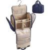 image:imageBAGSMART Travel Toiletry Bag with Removable Partition Puffy Waterresistant Fabric Hanging Organizer for FullSize Toiletries Accessories BlackNavy Blue