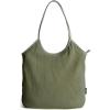 image:imageBAGSMRT Corduroy Tote Bag for Women Beach Bag with Zipper Casual Shoulder Bag Lightweight Travel Tote Hobo Handbag  PU Leather Handles 14L Capacity Inner Pocket Beach Travel Shopping CampusOlive Green