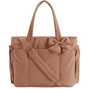 image:imageBAGAMSRT Crush Bow Tote Bag for Women Large Work Tote with 40oz Tumbler Puffer Travel Tote Bag for Work Yoga Gym  For Mom Diaper Large Capacity Everyday Bag Mothers day giftsMocha Brown