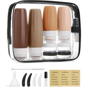 image:imageBAGSMART 18 Pack TSA Approved Travel Bottles for Toiletries Leak Proof Silicone Travel Size Containers Bottles for Shampoo MacaronEarth Tone