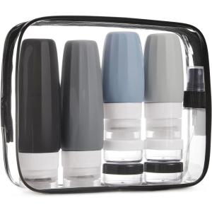 image:imageBAGSMART 18 Pack TSA Approved Travel Bottles for Toiletries Leak Proof Silicone Travel Size Containers Bottles for Shampoo MacaronGrey