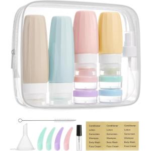 image:imageBAGSMART 18 Pack TSA Approved Travel Bottles for Toiletries Leak Proof Silicone Travel Size Containers Bottles for Shampoo MacaronSoft Pastel