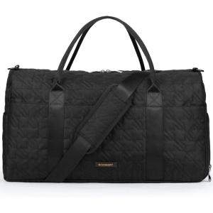image:imageBAGSMART Black 40L Travel Duffle Bag with Shoes Compartment Carry On Weekender Overnight Bag for Men Women