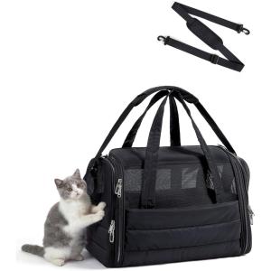 image:imageBAGSMART Cat Carrier SoftSided Pet Carrier for Small Medium Cats Dogs Puppy Quilted Collapsible Puffy Travel Bag Up to 20 Lbs PinkLBlack