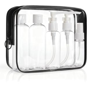 image:imageBAGSMART Clear Toiletry Bag TSA Approved Travel Toiletry Bag Carry On Travel Accessories Bag Airport Airline Quart Size Bags waterresistant Makeup Bag for WomenPure Black