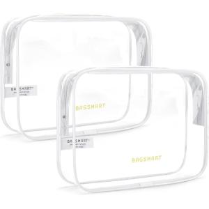 image:imageBAGSMART Clear Toiletry Bag TSA Approved Travel Toiletry Bag Carry On Travel Accessories Bag Airport Airline Quart Size Bags waterresistant Makeup Bag for WomenClassic White