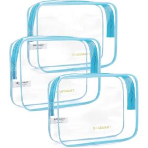 image:imageBAGSMART Clear Toiletry Bag TSA Approved Travel Toiletry Bag Carry On Travel Accessories Bag Airport Airline Quart Size Bags waterresistant Makeup Bag for WomenCerulean Blue