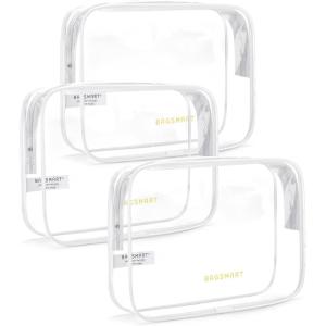 image:imageBAGSMART Clear Toiletry Bag TSA Approved Travel Toiletry Bag Carry On Travel Accessories Bag Airport Airline Quart Size Bags waterresistant Makeup Bag for WomenCloud White