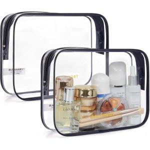 image:imageBAGSMART Clear Toiletry Bag TSA Approved Travel Toiletry Bag Carry On Travel Accessories Bag Airport Airline Quart Size Bags waterresistant Makeup Bag for WomenActive Black