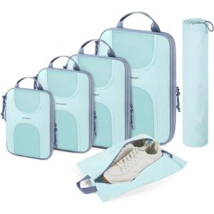 image:imageBAGSMART Compression Packing Cubes 6 Set Packing Cubes for Suitcases Lightweight Suitcases Organizers Bag Set amp Compression Travel Cubes Travel Essentials Packing Organizers06Sky Blue