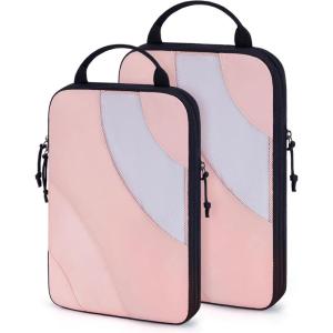 image:imageBAGSMART Compression Packing Cubes 6 Set4 Set2 Set Travel Packing Cubes for Carry on Suitcases Compression Suitcase Organizers Bag Set amp Travel Cubes for Luggage Lightweight Packing OrganizersBaby Pink2 Set