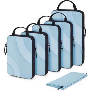 image:imageBAGSMART Compression Packing Cubes 6 Set4 Set2 Set Travel Packing Cubes for Carry on Suitcases Compression Suitcase Organizers Bag Set amp Travel Cubes for Luggage Lightweight Packing Organizers04Sky Blue